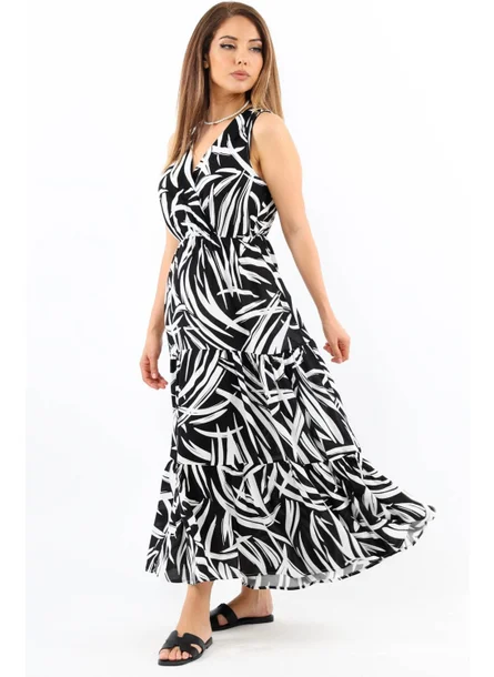 Ritnice Women's Santorini Black Viscose Dress with Elastic Waist