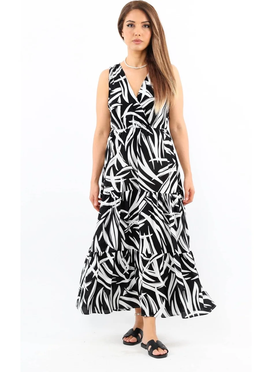 Ritnice Women's Santorini Black Viscose Dress with Elastic Waist