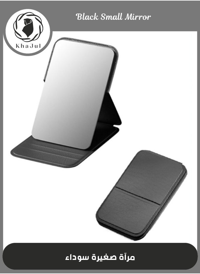 KHAJUL - Pocket Mirror, Portable Folding Compact Makeup Mirror for Quick Touch-ups on the Go (Black) - Image 1