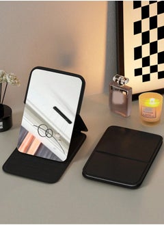 KHAJUL Pocket Mirror, Portable Folding Compact Makeup Mirror for Quick Touch-ups on the Go (Black)  - Image 3