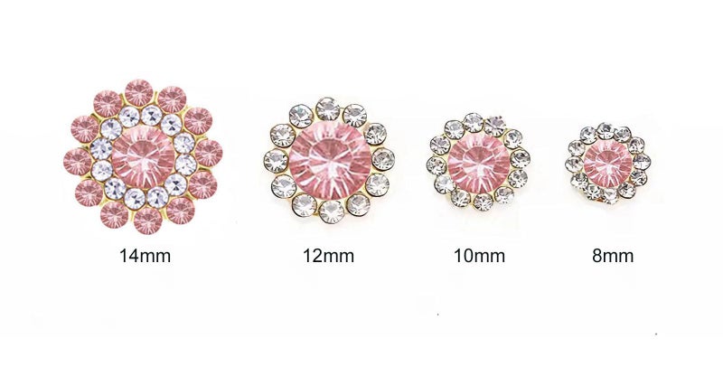UYTRDVG 100pcs Sew on Rhinestones Crystals Glass Gems Metal Claw Mixed 8mm 10mm 12mm 14mm Sunflower Gemstones for Sewing Headband Jewelry Crafts Clothes Shoes Belt Accessories(14 Light Pink) - Image 2