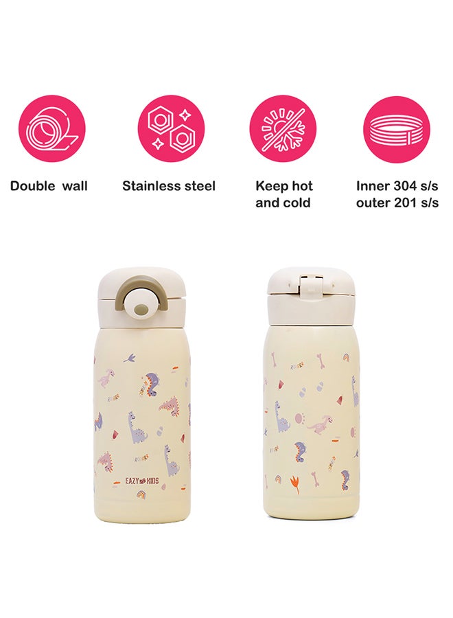 Eazy Kids زجاجة ماء مدرسية معزولة بجدار مزدوج، عاجي، 350 مل - Image 4