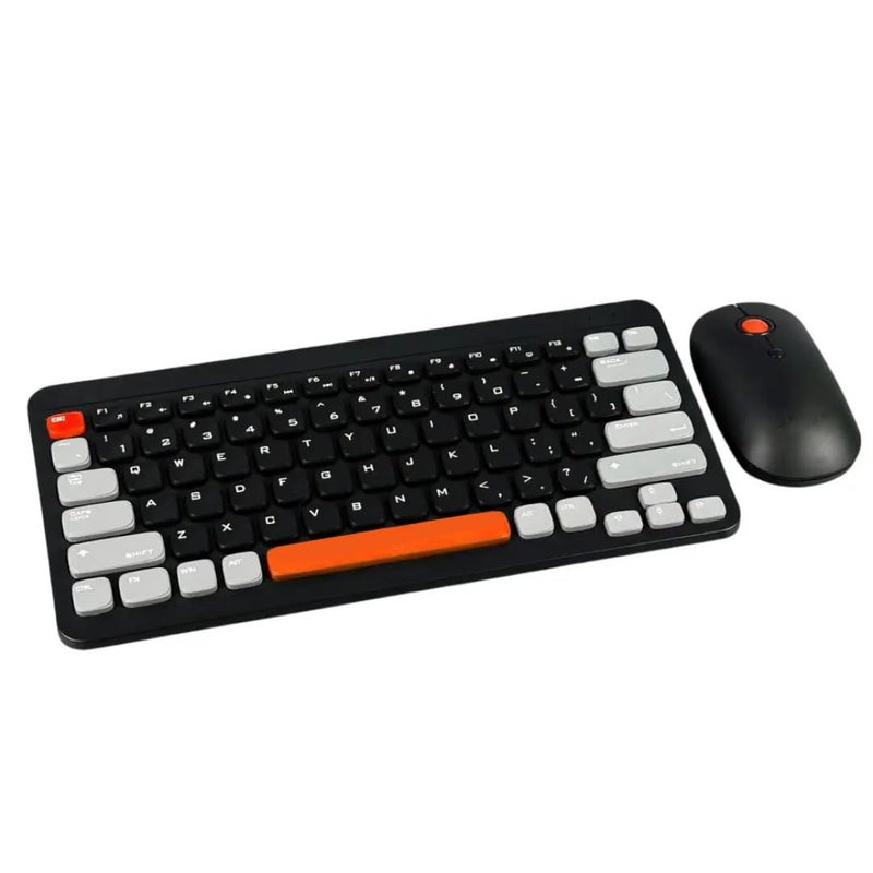 PT-680 Dual Mode Bluetooth & Wireless Keyboard and Mouse Set - 3 Multi-Device (2.4G / BT1/ BT2) -10M Distance - (AR/ENG) Key - One USB Receiver for combo - PC/Laptop (Black)