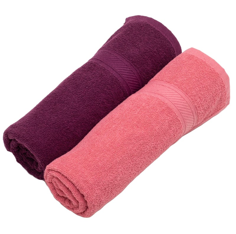 Furnofy 450 GSM Cotton Towels for Bath (70 x 140 cm), Highly Absorbent and Soft Bathroom Towels (Pack of 2 - Pink, Magenta) - Image 1