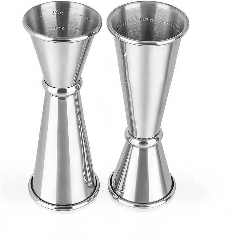 SZLFSX 2-Piece Dual-Sided Bartending Jigger Set - 1oz & 2oz Measured Markings, 304 Stainless Steel, Food-Grade Cocktail Measuring Tool for Professional & Home Bars - Image 1