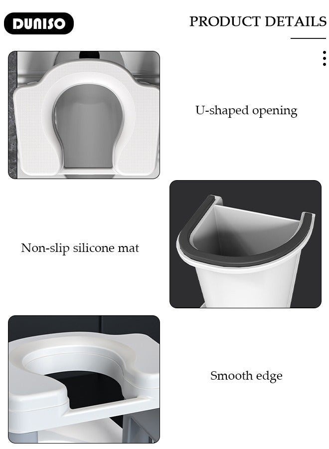 DUNISO Portable Toilet Seat,Home Toilet Seat Convertible from Squatting to Sit, with Paper Towel Box,Toilet Seat with Anti-slip Function for Pregnant Women, Elderly Frame and Disabled - Image 3
