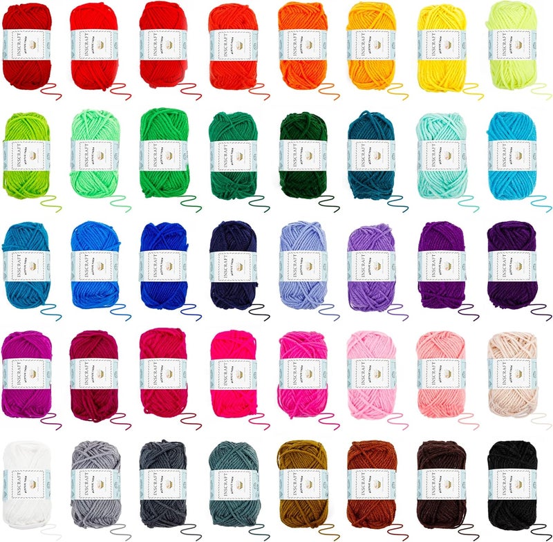 Inscraft 113 Piece Crochet Kit with Yarn Set– 1600 Yards Assorted Yarn for Knitting and Crochet, 73PCS Crochet Accessories Set Including Ergonomic Hooks, Knitting Needles & More Ideal Beginner Kit - Image 4