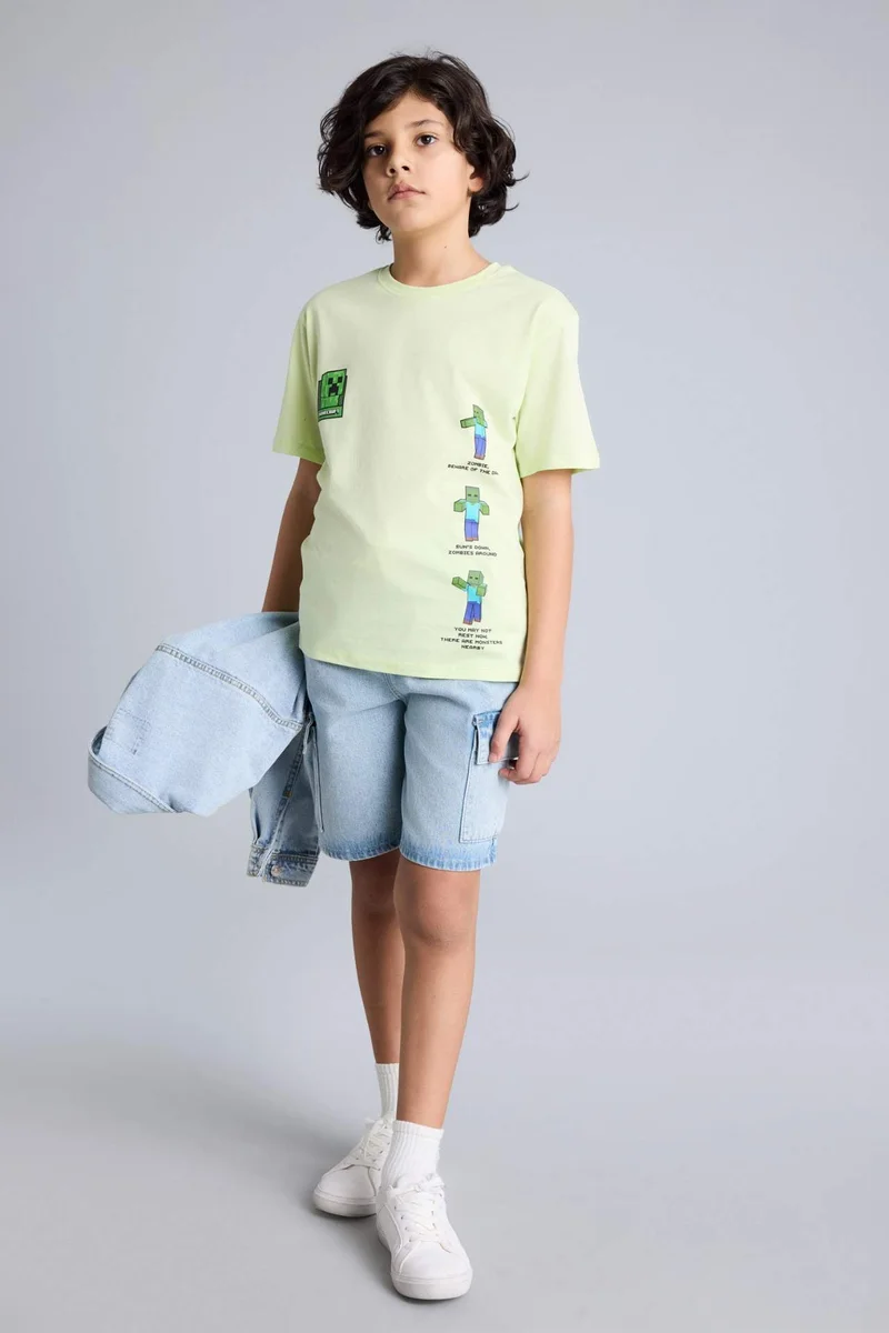 ديفاكتو New Regular Fit Minecraft Licensed Short Sleeve T-Shirt