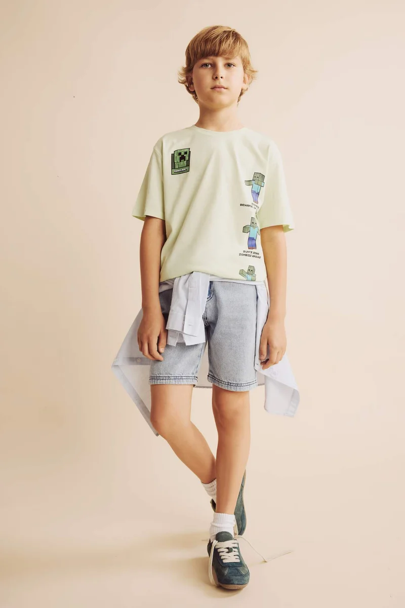 DeFacto New Regular Fit Minecraft Licensed Short Sleeve T-Shirt