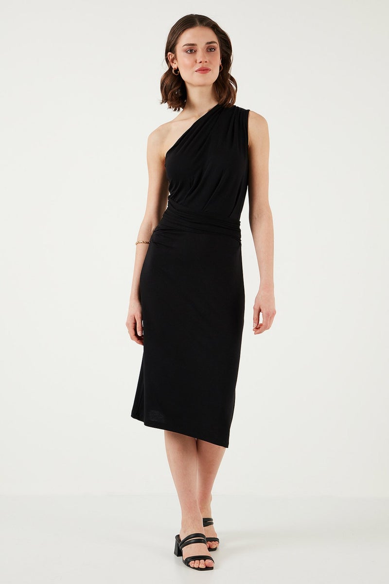 Lela Slim Fit One Shoulder Slit Tie Detail Midi Dress Women's Dress 5866272  - Image 3