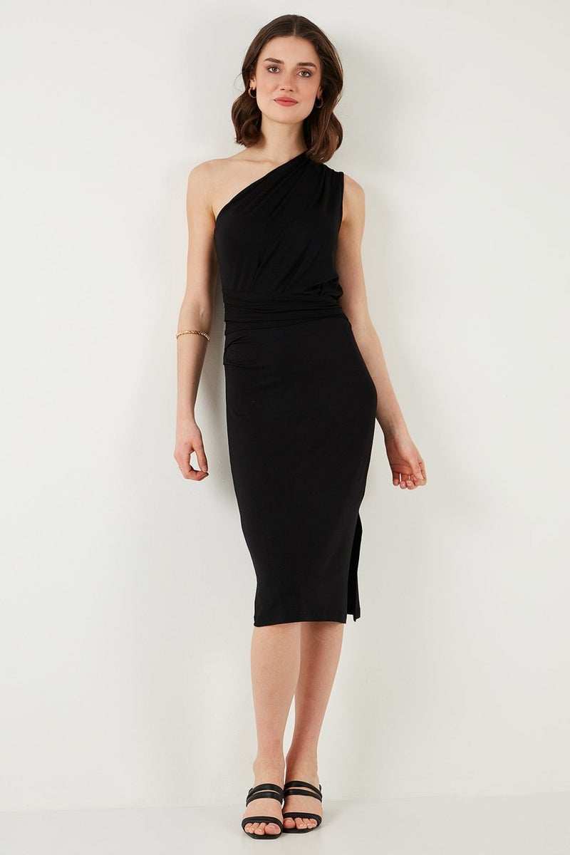 Lela Slim Fit One Shoulder Slit Tie Detail Midi Dress Women's Dress 5866272  - Image 4
