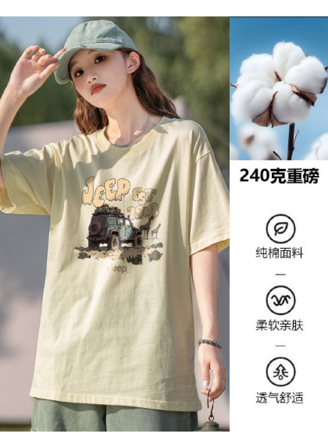 Jeep Women'S Short Sleeve T-Shirt 2025 Summer New Loose Comfortable Cotton Round Neck Top Fashion Versatile Women'S Clothing - Image 1