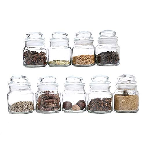 Pure Source India Spice Jar, Glass Container, With Air Tight Lid, Set of 6 Pcs - Transparent - Image 3