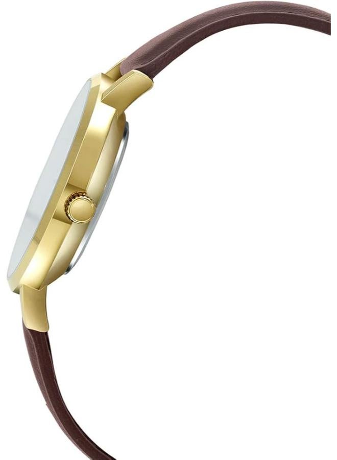 Casio Watch for Women LTP-VT01GL-9BUDF Analog Leather Band Brown & Gold - Image 2