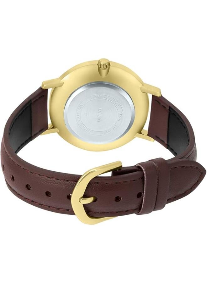 Casio Watch for Women LTP-VT01GL-9BUDF Analog Leather Band Brown & Gold - Image 4