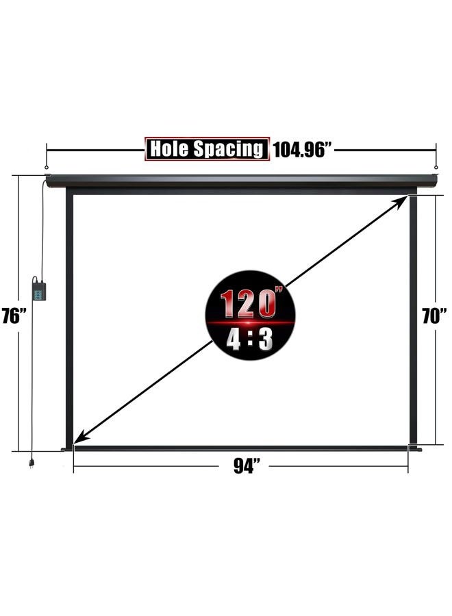 Aoxun 120" Motorized Projector Screen - Indoor and Outdoor Movies Screen 120 inch Electric 4:3 Projector Screen W/Remote Control - Image 2
