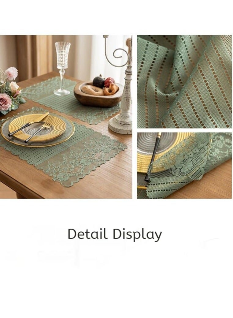 Anmi Lace Table Runner 45x240 cm - Light Green - Perfect for Wedding, Party & Dining Table Decor - Image 3