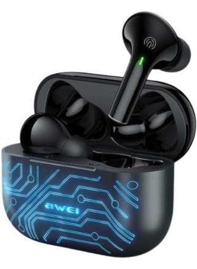 Awei T29 PRO True Wireless Bluetooth Gaming Earbuds Black with RGB LED Light - Image 1