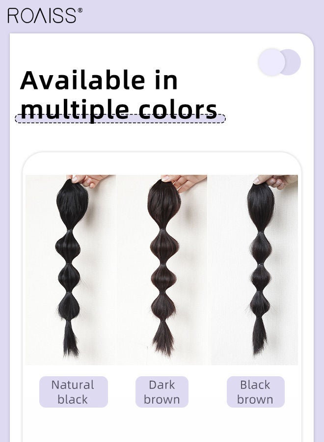 roaiss Bubble Ponytail Hair Extensions, Medium Fluffy Curly Straight Claw Clip Lantern Wig Natural High Ponytail for Women Girls Party Hairstyle Soft Daily Use, 45cm - Dark Brown - Image 5
