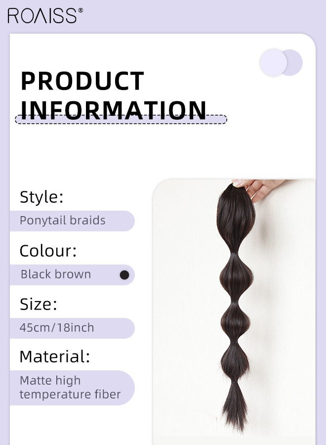 roaiss Bubble Ponytail Hair Extensions, Medium Fluffy Curly Straight Claw Clip Lantern Wig Natural High Ponytail for Women Girls Party Hairstyle Soft Daily Use, 45cm - Dark Brown - Image 3