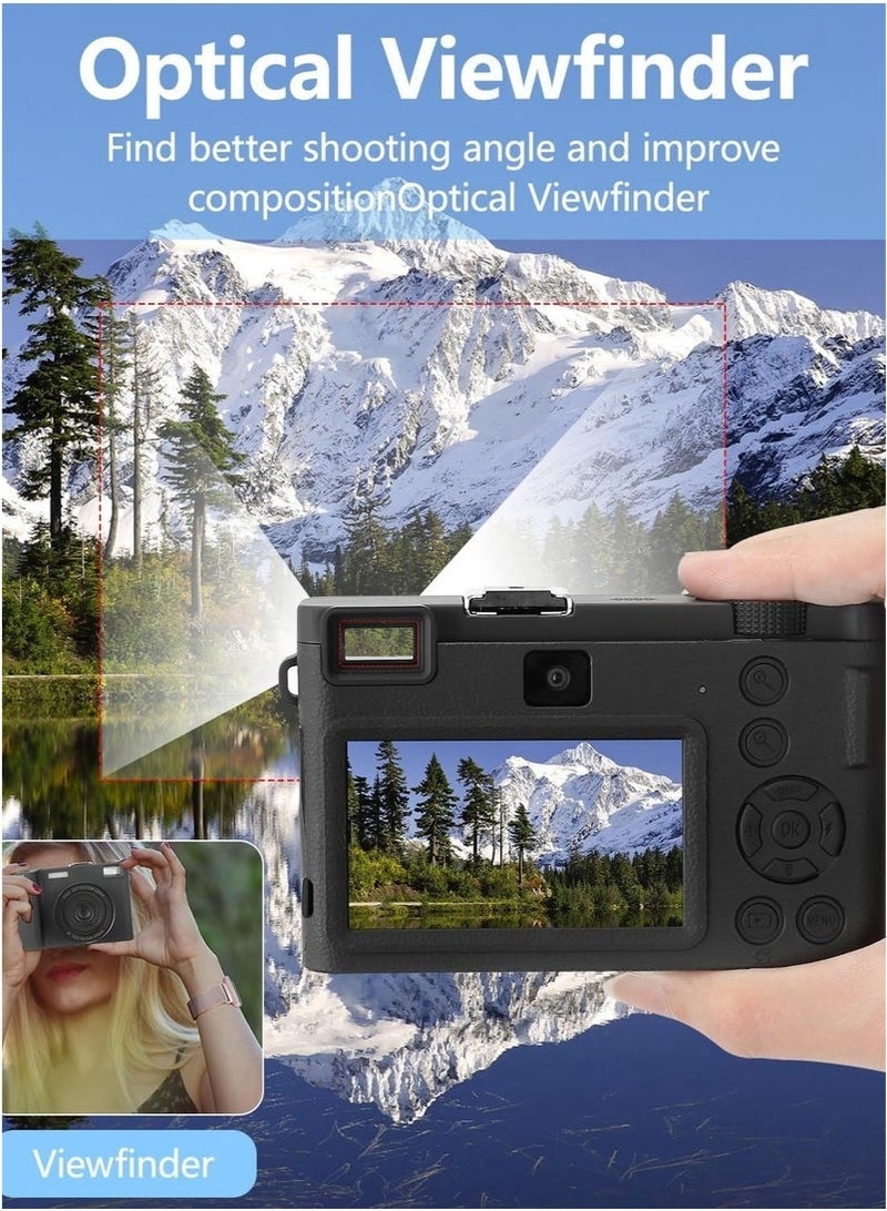 XiuWoo 5K Digital Camera for Photography & Video, 64MP Front and Rear Dual Cameras Vlogging Camera,18X Digital Zoom Anti-Shake Travel Camera, Auto-Focus Point and Shoot Camera with 64G TF Card - Image 5