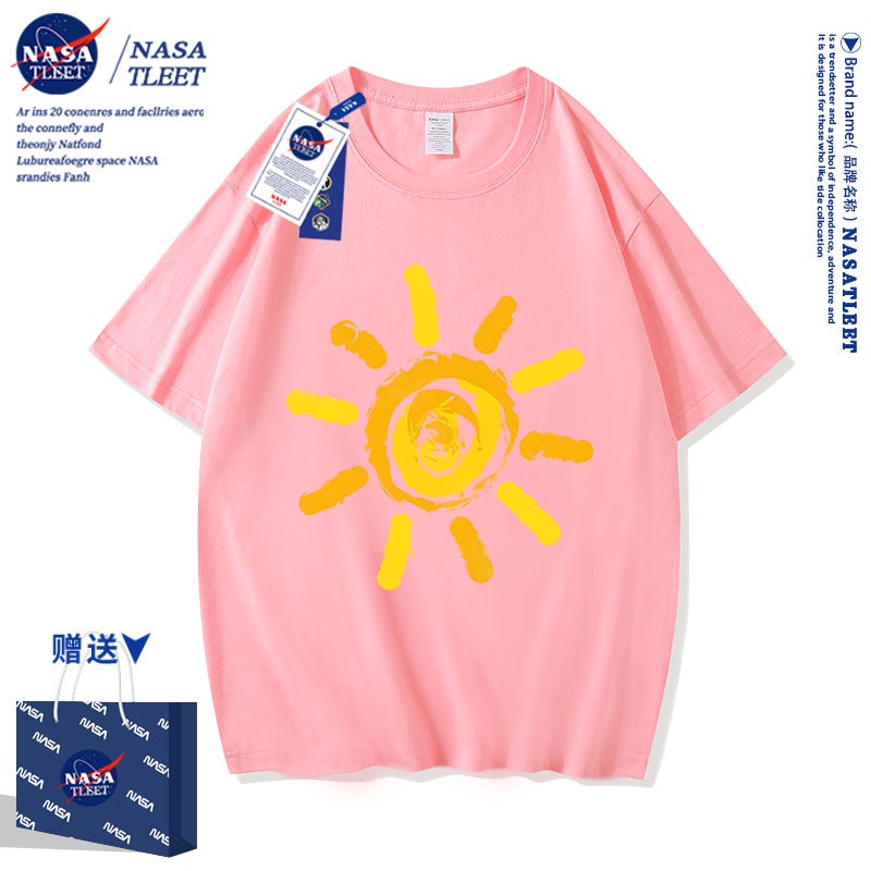 Nasa Joint Boys And Girls Pure Cotton Bottoming Shirt Trbottomy Brand Sun Print Versatile Short-Sleeved Loose T-Shirt - Image 5