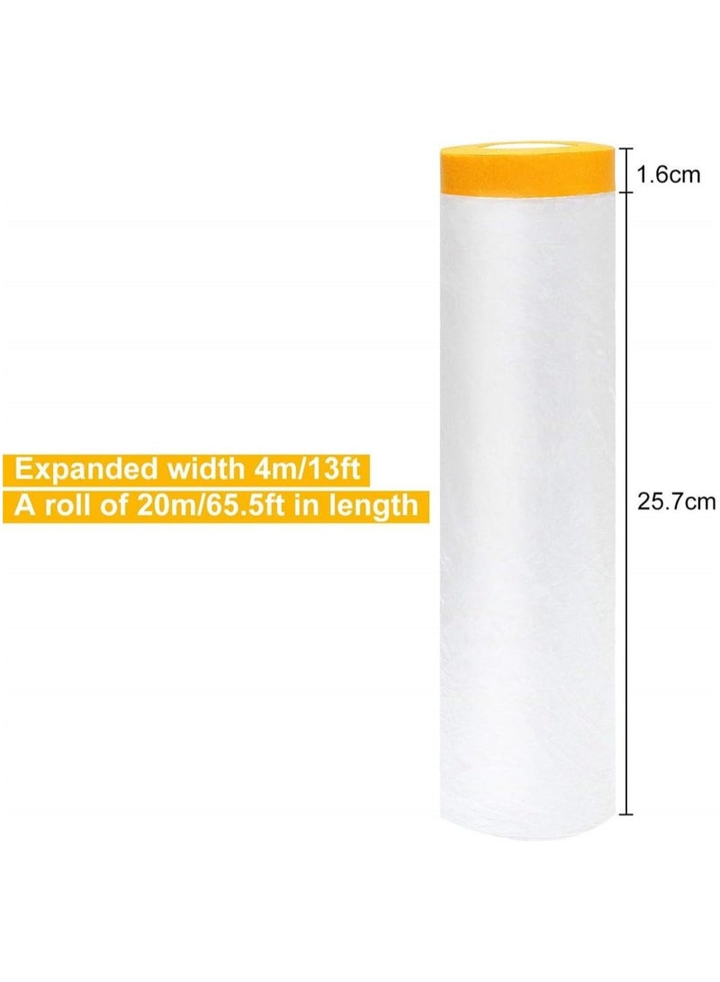 NANAO Masking Film, 2 Roll Painting Drop Film, Window Weatherproof Film, Pre-Taped Drop Cloth for Automotive Furniture Painting Covering, Easy Peel Pasting, 13FT in Width, 65.5FT in Length - Image 5