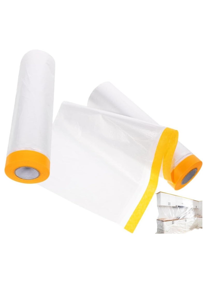 NANAO Masking Film, 2 Roll Painting Drop Film, Window Weatherproof Film, Pre-Taped Drop Cloth for Automotive Furniture Painting Covering, Easy Peel Pasting, 13FT in Width, 65.5FT in Length - Image 1
