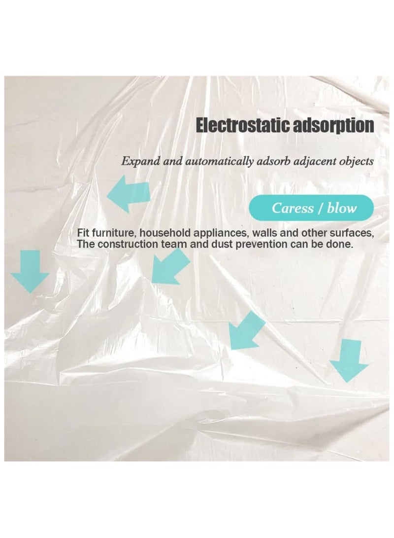 NANAO Masking Film, 2 Roll Painting Drop Film, Window Weatherproof Film, Pre-Taped Drop Cloth for Automotive Furniture Painting Covering, Easy Peel Pasting, 13FT in Width, 65.5FT in Length - Image 4