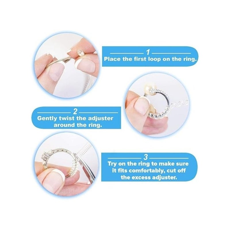 ALKAYAN Premium Ring Size Reducer Silicone Spiral Adjuster for Loose Rings – Flexible Invisible Ring Tightener for 4 Size Adjustment – Jewelry Comfort Fit Protector Tool - Image 3