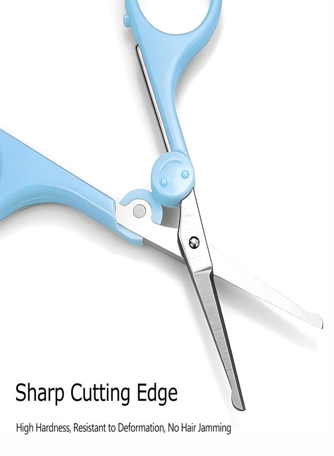 Kootinn 2-Pack Eyebrow Scissors, Precision Small Scissors for Facial, Nose, Eyebrow, Mustache, and Beard Hair Trimming & Grooming, Safety Edge, Long Cap (Blue and Green). - Image 3