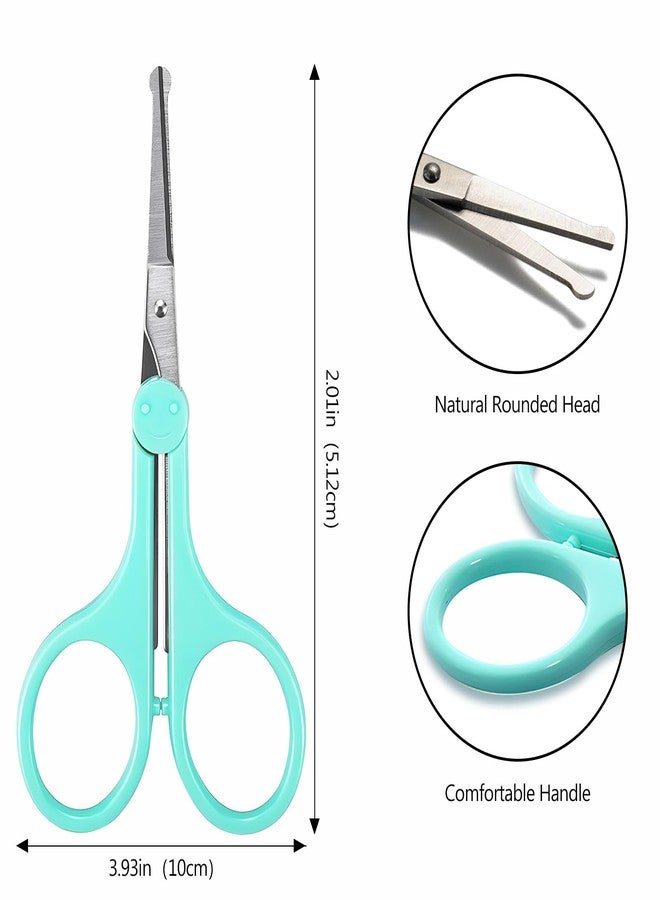 Kootinn 2-Pack Eyebrow Scissors, Precision Small Scissors for Facial, Nose, Eyebrow, Mustache, and Beard Hair Trimming & Grooming, Safety Edge, Long Cap (Blue and Green). - Image 2