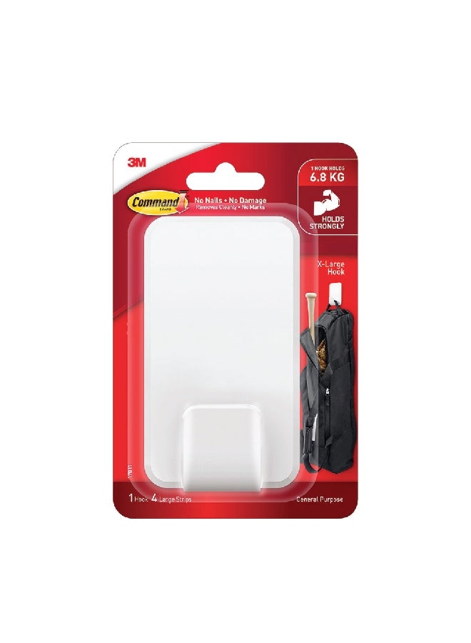 Command Damage-Free Self-Adhesive Plastic Hook White 6.7 x 4.25 x 2.1 cm 17011-ES  - Image 1