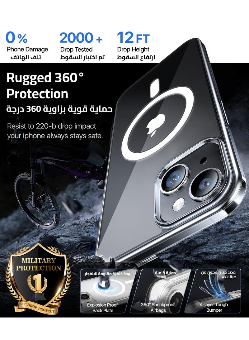 iPhone 15 Magnetic Case, Compatible with MagSafe,【Anti-Yellowing】Crystal Clear Shockproof Protection Back Cover, Ultra Slim Strong Magnet Phone Shell Case for Apple 15 - Image 4