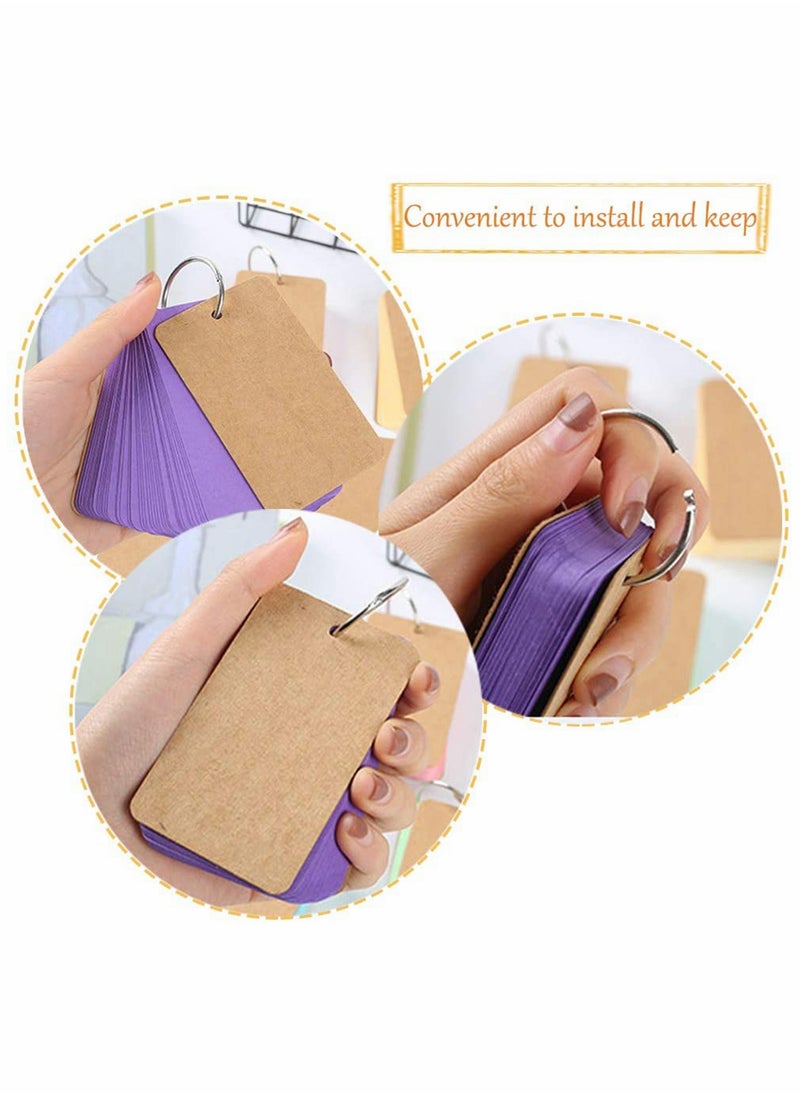 Generic - Set of 6 Colorful Mini Notepads for Study and Revision with Binder Ring, Blank Flashcards and Memo Pads in Kraft Paper - Image 1