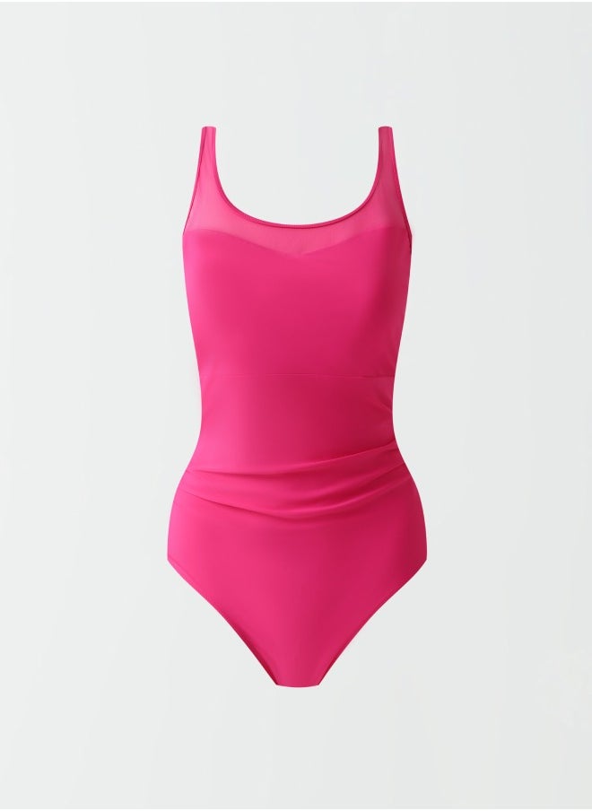 Lilly Bennet - Women's Polyamide Classic swimsuit with mesh straps Slim Fit Pink - Image 1
