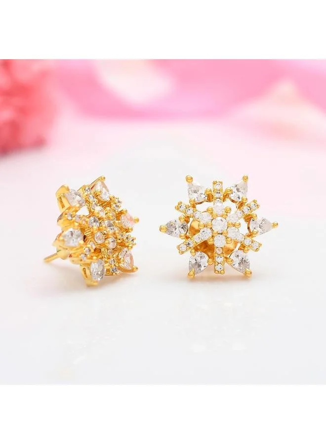 VOYLLA Voylla Sparkling Elegance Starburst American Diamond Studs Earrings