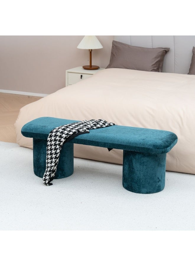 DANUBE HOME Murano Bench | Multi-Functional Stool | Upholstered Footrest Without Storage L128xW44xH44cm -Teal Blue - Image 2