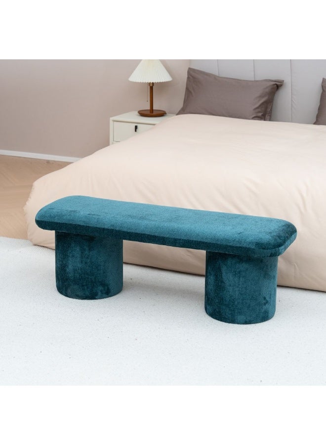 DANUBE HOME Murano Bench | Multi-Functional Stool | Upholstered Footrest Without Storage L128xW44xH44cm -Teal Blue - Image 1