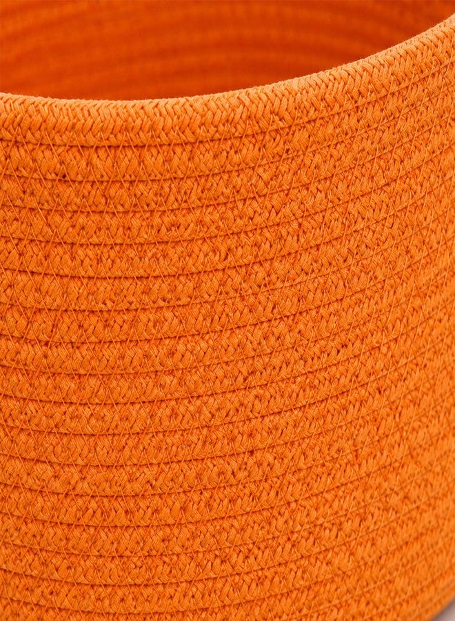 ADHIGAMS Cotton Storage Basket for Home Organization | Soft Fabric Organizer Bin for Clothes, Toys, Laundry, Shelf Storage | Durable Foldable Utility Basket 23x25cm Orange - Image 2