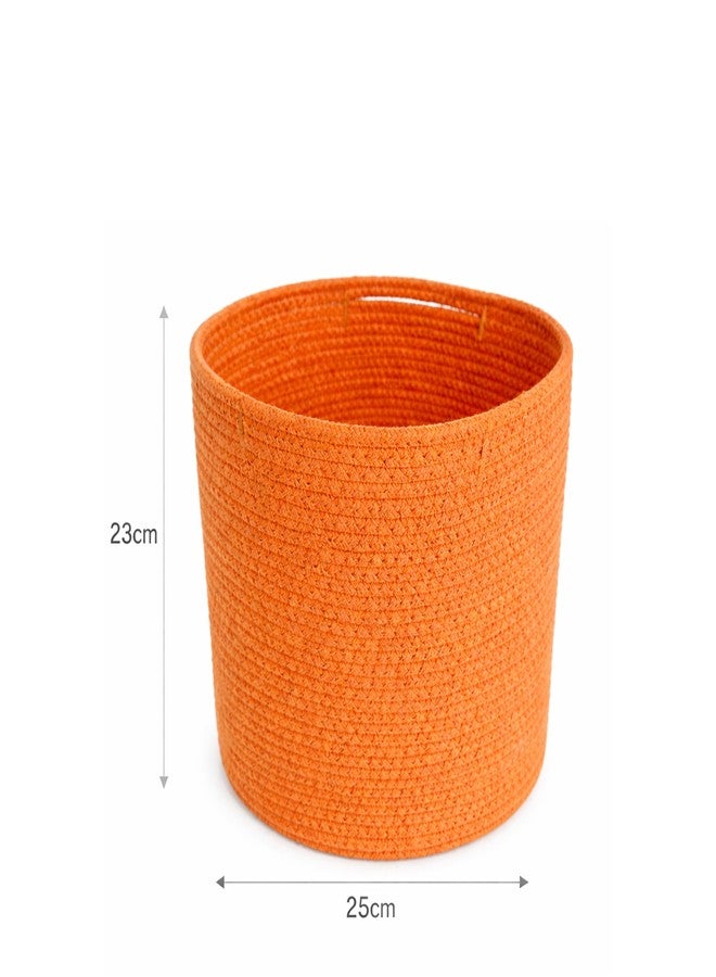 ADHIGAMS Cotton Storage Basket for Home Organization | Soft Fabric Organizer Bin for Clothes, Toys, Laundry, Shelf Storage | Durable Foldable Utility Basket 23x25cm Orange - Image 4