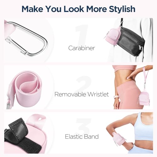 Babysun Mini Backpack Keychain Wristlet Pouch Small Change Coin Purse Cute Zipper Wallet With 3 RFID Card Slots For Women/Men Airpods Cosmetics (Baby Pink) - Image 3