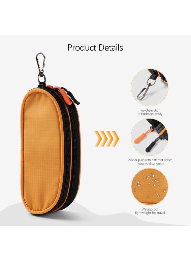Tangoner Double Eyeglasses Case Soft Portable Zipper Sunglasses Pouch with Keychain Clip for Men Women, Orange, One size - Image 4