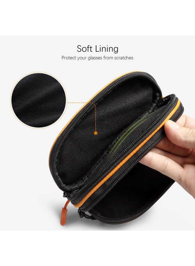 Tangoner Double Eyeglasses Case Soft Portable Zipper Sunglasses Pouch with Keychain Clip for Men Women, Orange, One size - Image 3