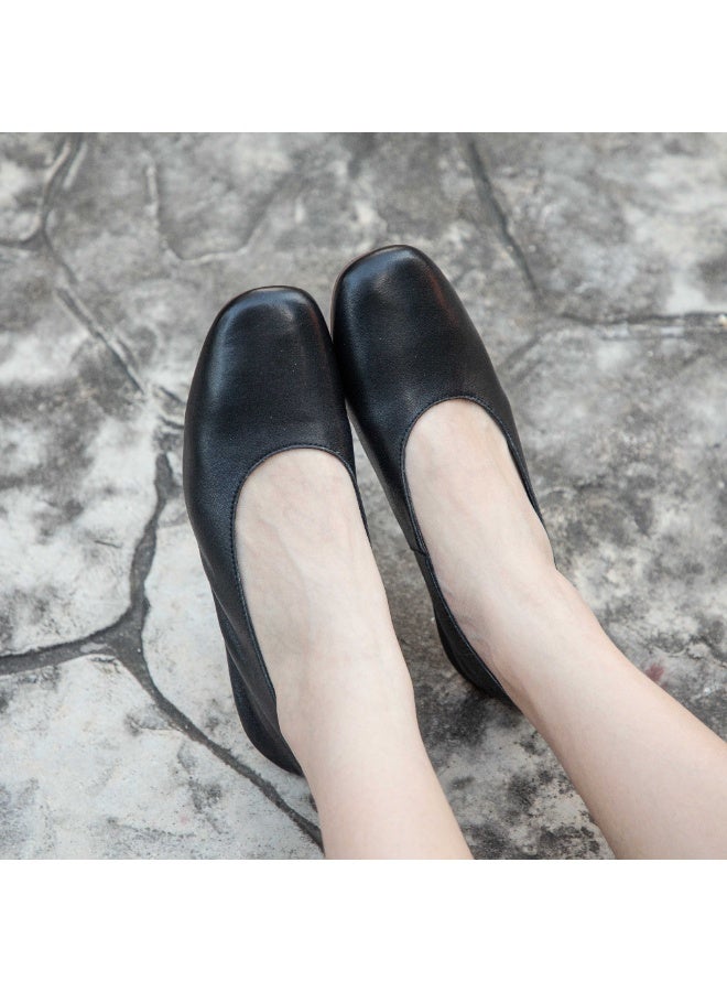 أحذية باليه نسائية من الجلد الأصلي، بنعل لين، بدون رباط، مريحة للارتداء في العمل - Image 4