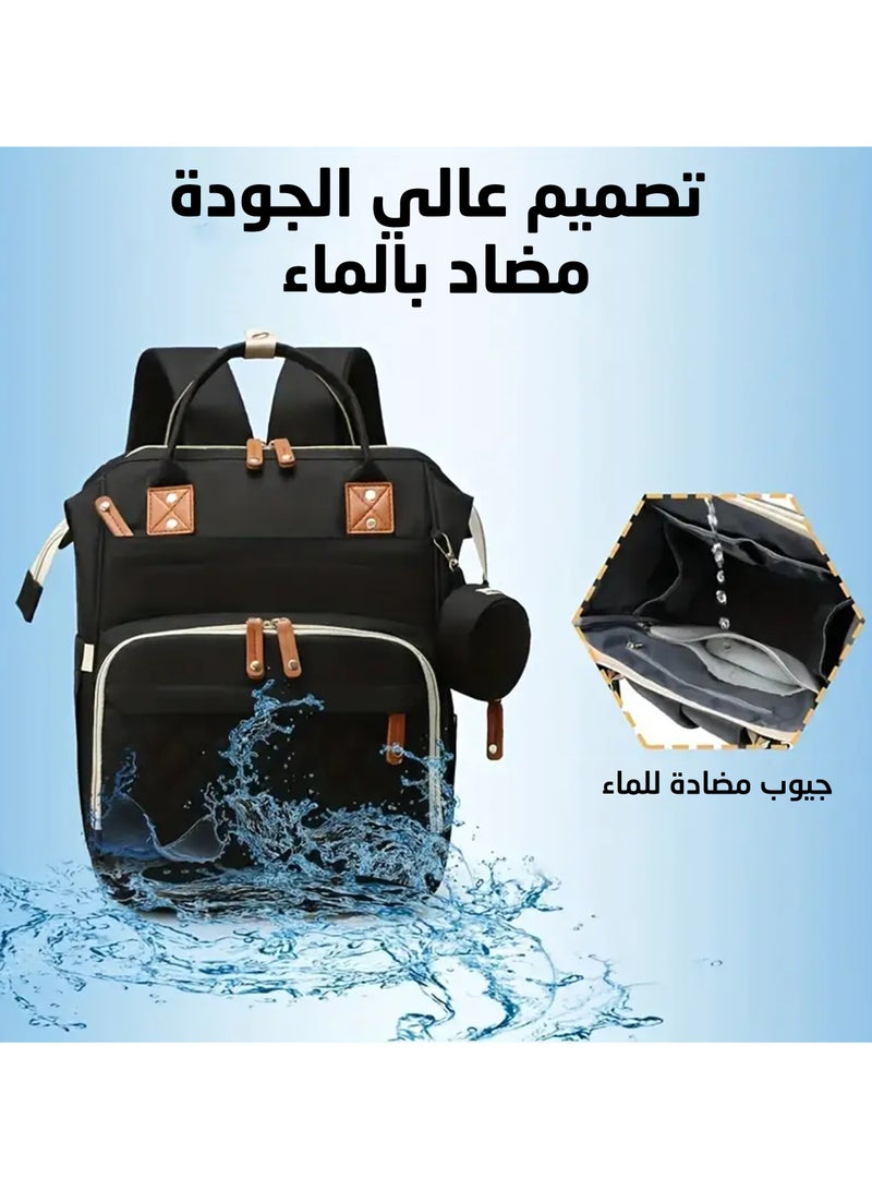 ارينا شنطة ظهر لتغيير حفاضات الأطفال متعددة الألوان -مساحة تخزين واسعة - مثالية للسفر (منفذ شحن USB، سرير محمول، مقاومة للماء) - مزودة بحزامين مريحين للكتف وجيوب عديدة لتنظيم - Image 3