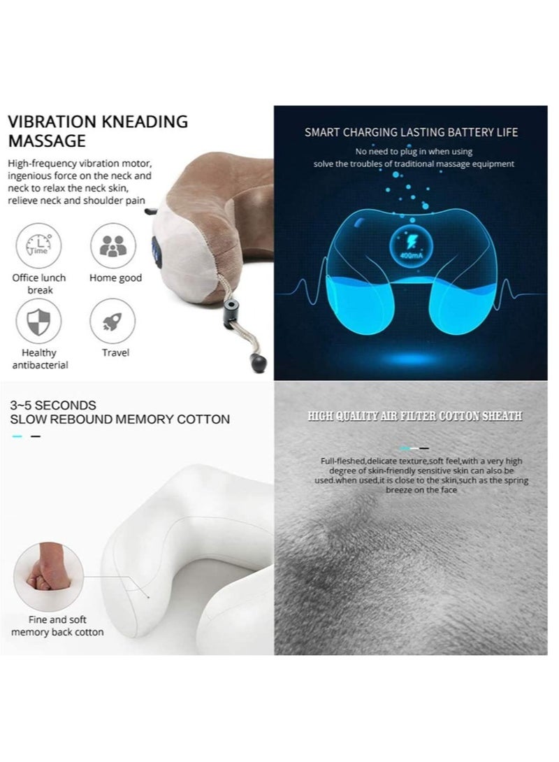 ELTRAZONE Electric Travel Neck Massage Pillow, U Shaped Memory Foam Kneading Vibration Neck Head Support Pillow, Relief Cervical Pain, For Airplane, Train - Image 2