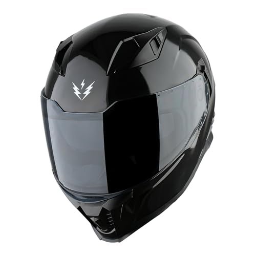 1Storm Motorcycle Full Face Helmet for Adults Men and Women Street Bike Racing Helmet DOT Approved with one Extra Clear Shield: KT828 Glossy Black - Image 2