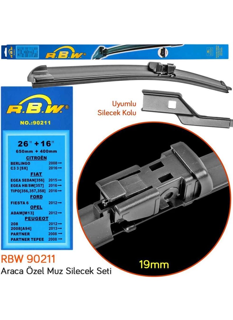 RBW 90211 بيجو 208 2012- مجموعة مساحات الزجاج الأمامي  - Image 3