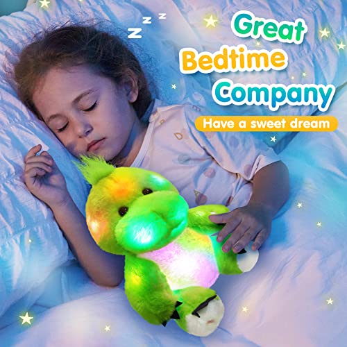 BSTAOFY 11 Light Up Dinosaur Stuffed Animals Cute LED TRex Soft Plush Toy Glow in The Dark Gifts for Kids Boys Girls Valentines Birthday Holiday Green - Image 5